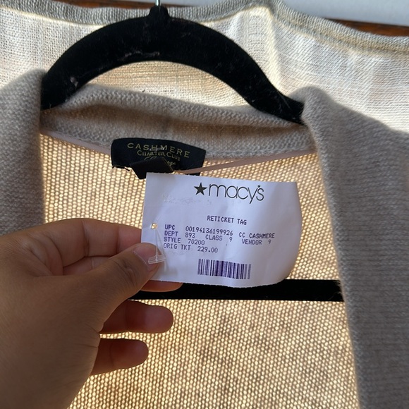 CHARTER CLUB Women's 100% Cashmere Cardigan Pearl Taupe LARGE PRICE FIRM - Picture 4 of 5
